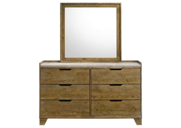 222973M Henderson 6-drawer Bedroom Dresser with Mirror Medium Oak
