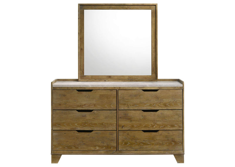 222973M Henderson 6-drawer Bedroom Dresser with Mirror Medium Oak