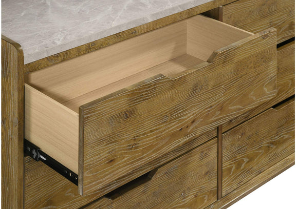 222973M Henderson 6-drawer Bedroom Dresser with Mirror Medium Oak