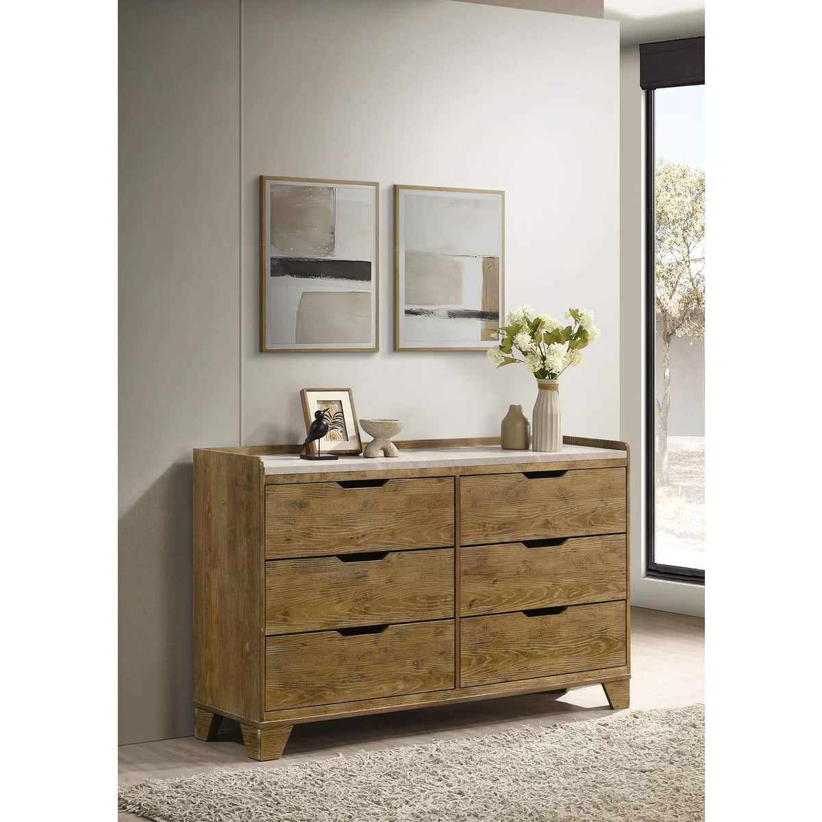 222973 Henderson 6-drawer Bedroom Dresser Cabinet Medium Oak