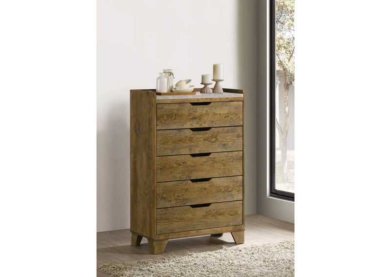 222975 Henderson 5-drawer Bedroom Chest of Drawers Medium Oak