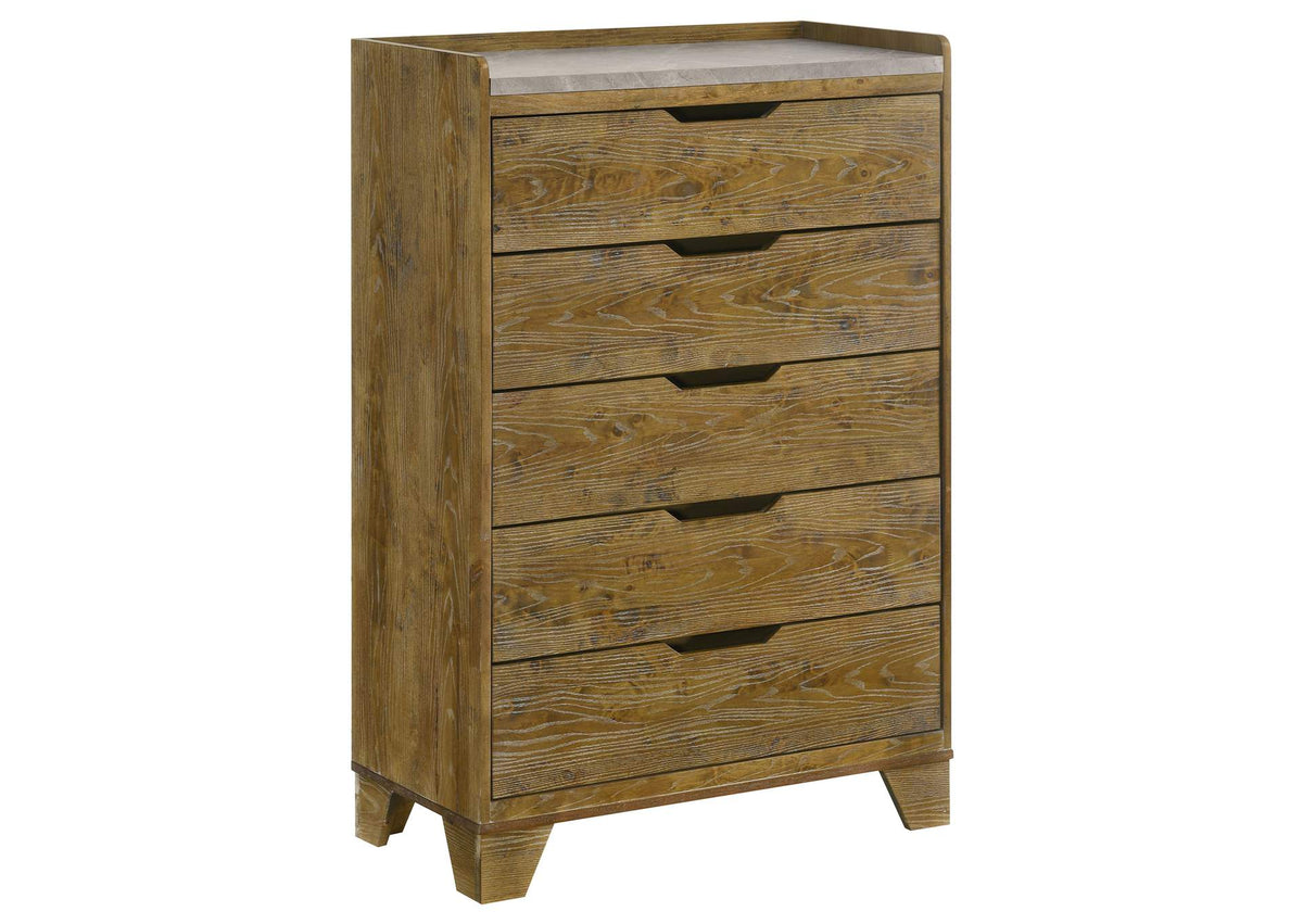 222975 Henderson 5-drawer Bedroom Chest of Drawers Medium Oak