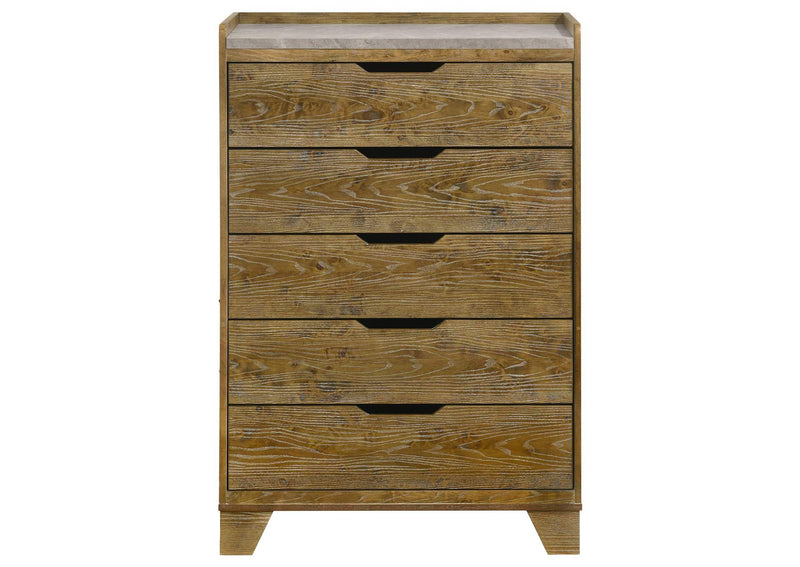222975 Henderson 5-drawer Bedroom Chest of Drawers Medium Oak