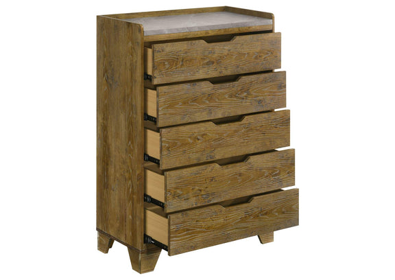 222975 Henderson 5-drawer Bedroom Chest of Drawers Medium Oak
