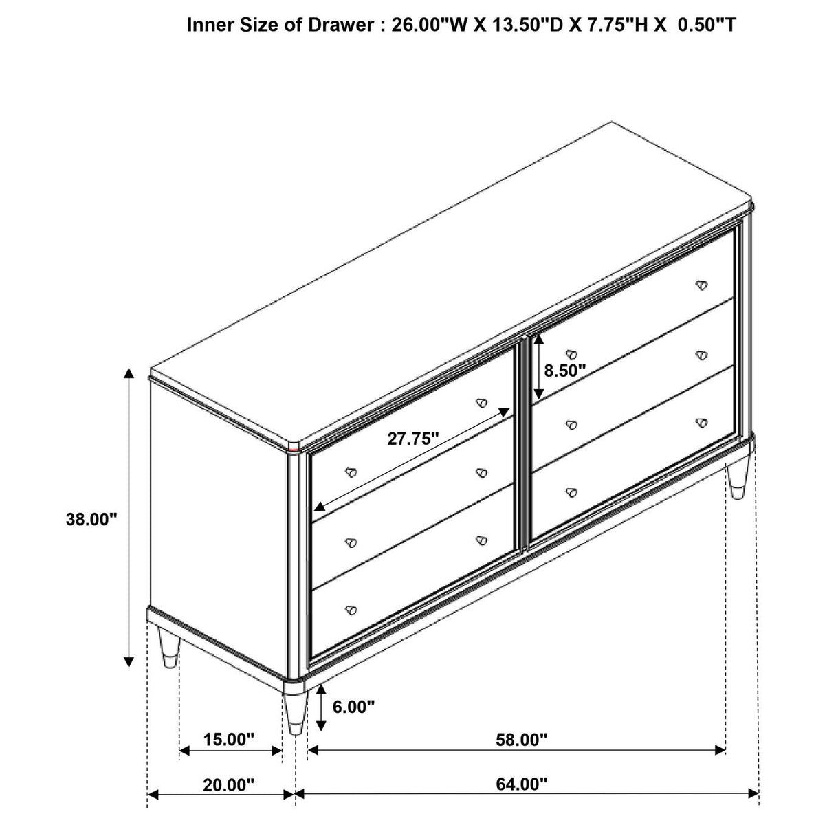 223063 Emberlyn 6-drawer Dresser Brown