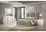 223091GRYKE-S4 Ines 4-piece Eastern King Bedroom Set Grey and White High Gloss