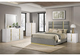 223091GRYKE-S5 Ines 5-piece Eastern King Bedroom Set Grey and White High Gloss