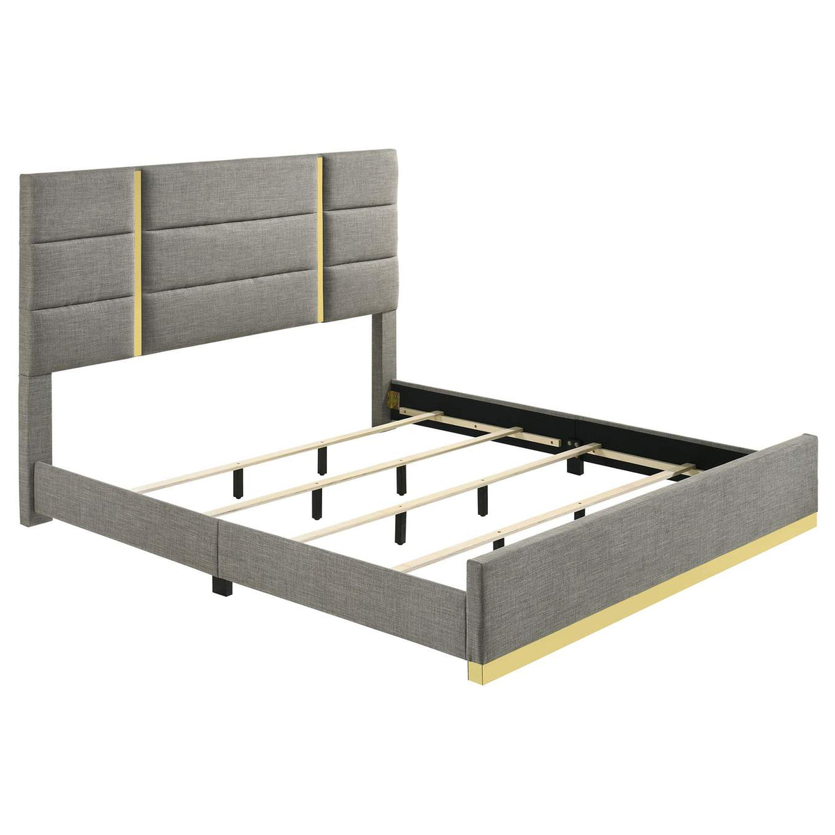223091GRYKE-S5 Ines 5-piece Eastern King Bedroom Set Grey and White High Gloss