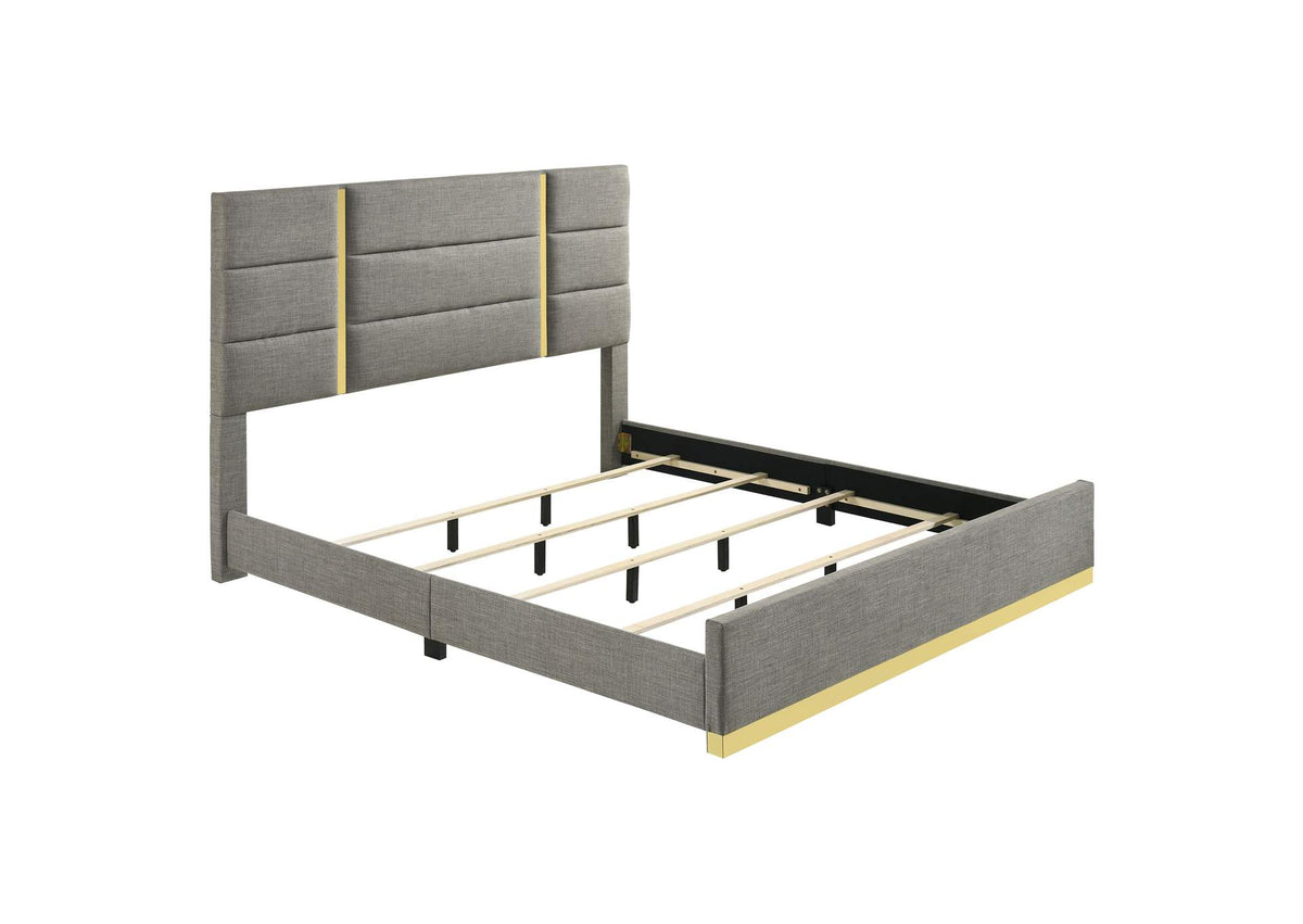 223091GRYKE Ines 56-inch Fabric Upholstered Eastern King Panel Bed Grey