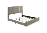 223091GRYKE Ines 56-inch Fabric Upholstered Eastern King Panel Bed Grey