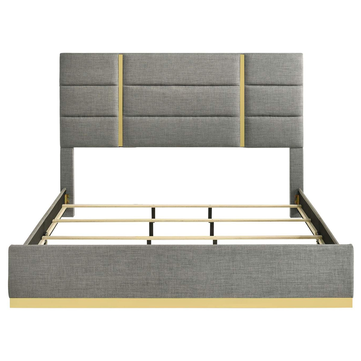 223091GRYKE Ines 56-inch Fabric Upholstered Eastern King Panel Bed Grey