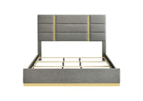 223091GRYKE Ines 56-inch Fabric Upholstered Eastern King Panel Bed Grey