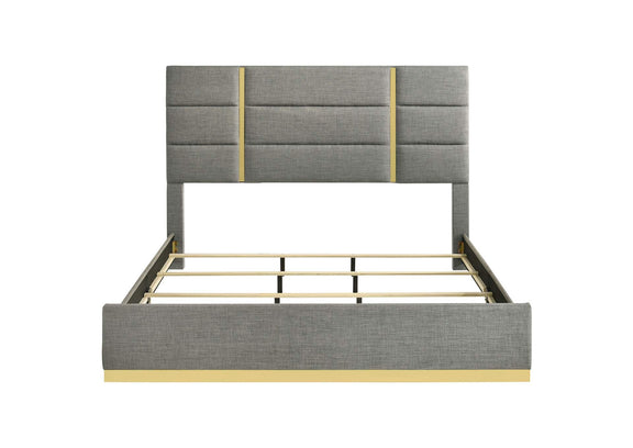 223091GRYKE Ines 56-inch Fabric Upholstered Eastern King Panel Bed Grey
