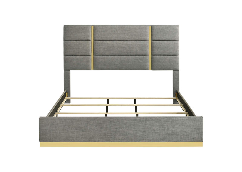 223091GRYKE Ines 56-inch Fabric Upholstered Eastern King Panel Bed Grey