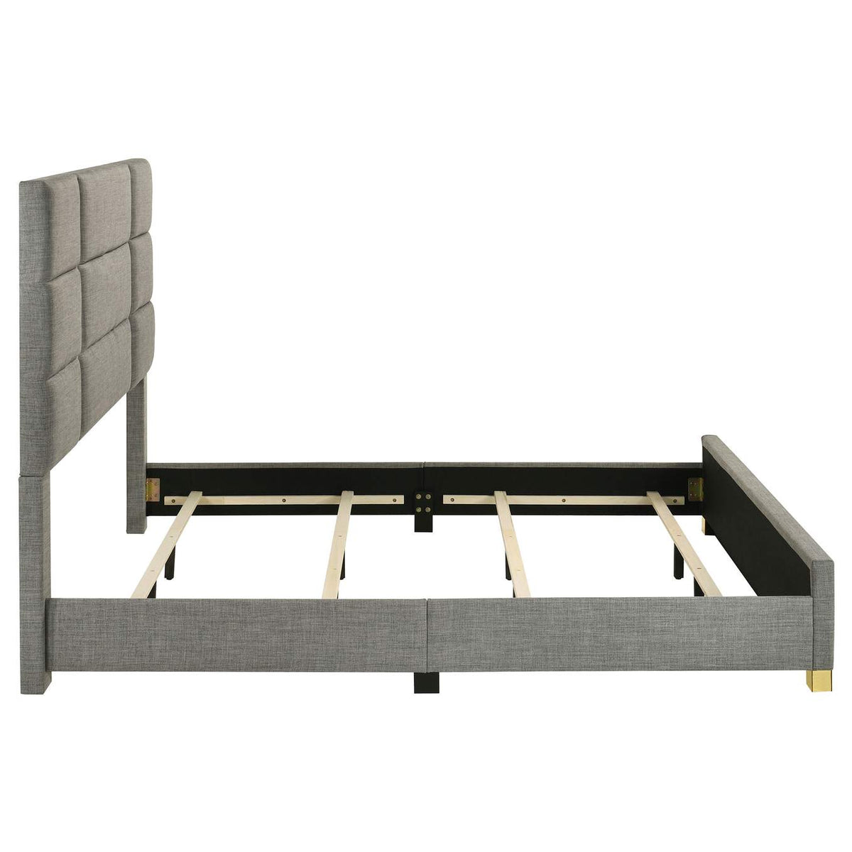 223091GRYKE Ines 56-inch Fabric Upholstered Eastern King Panel Bed Grey