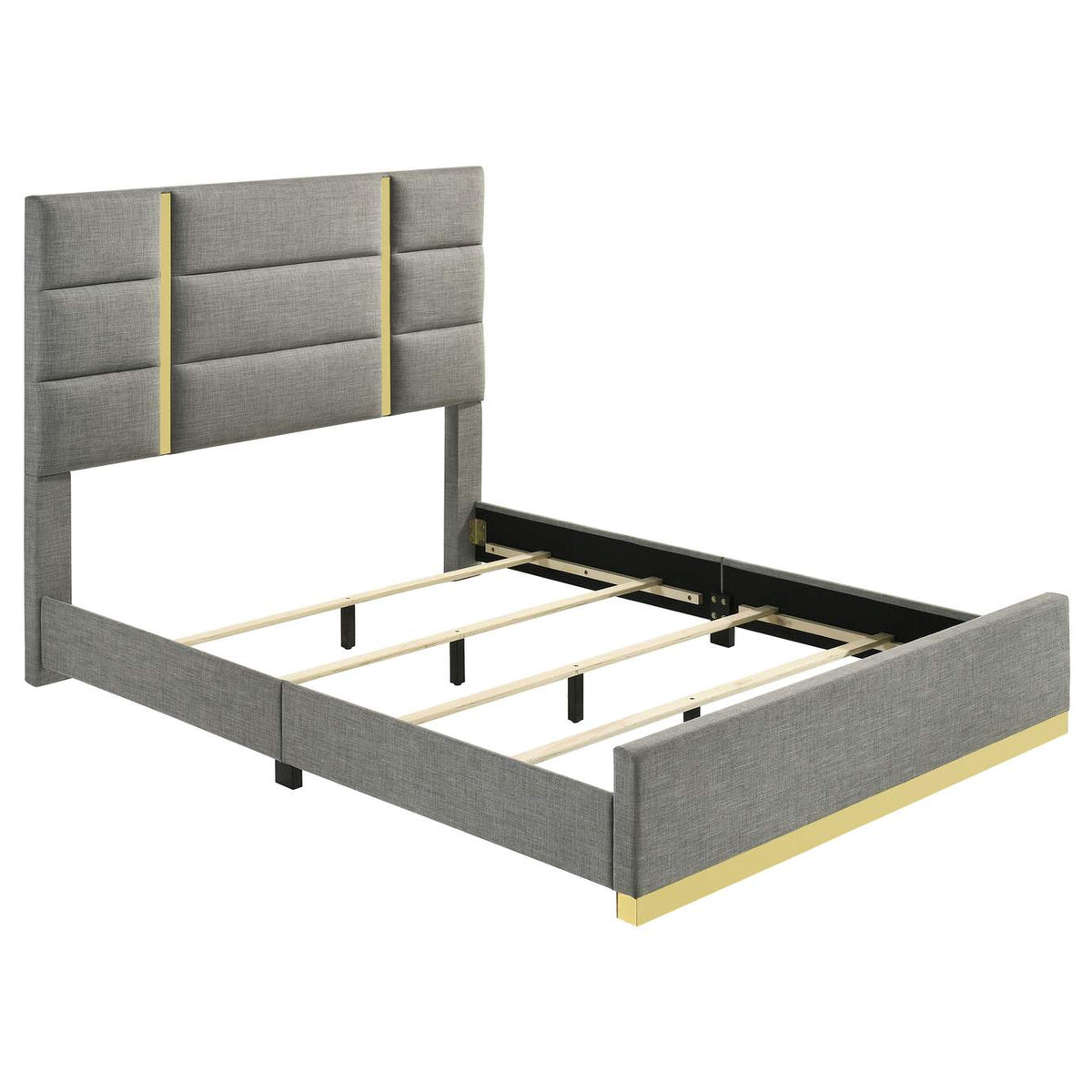 223091GRYQ-S5 Ines 5-piece Queen Bedroom Set Grey and White High Gloss