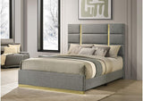 223091GRYQ Ines 56-inch Fabric Upholstered Queen Panel Bed Grey