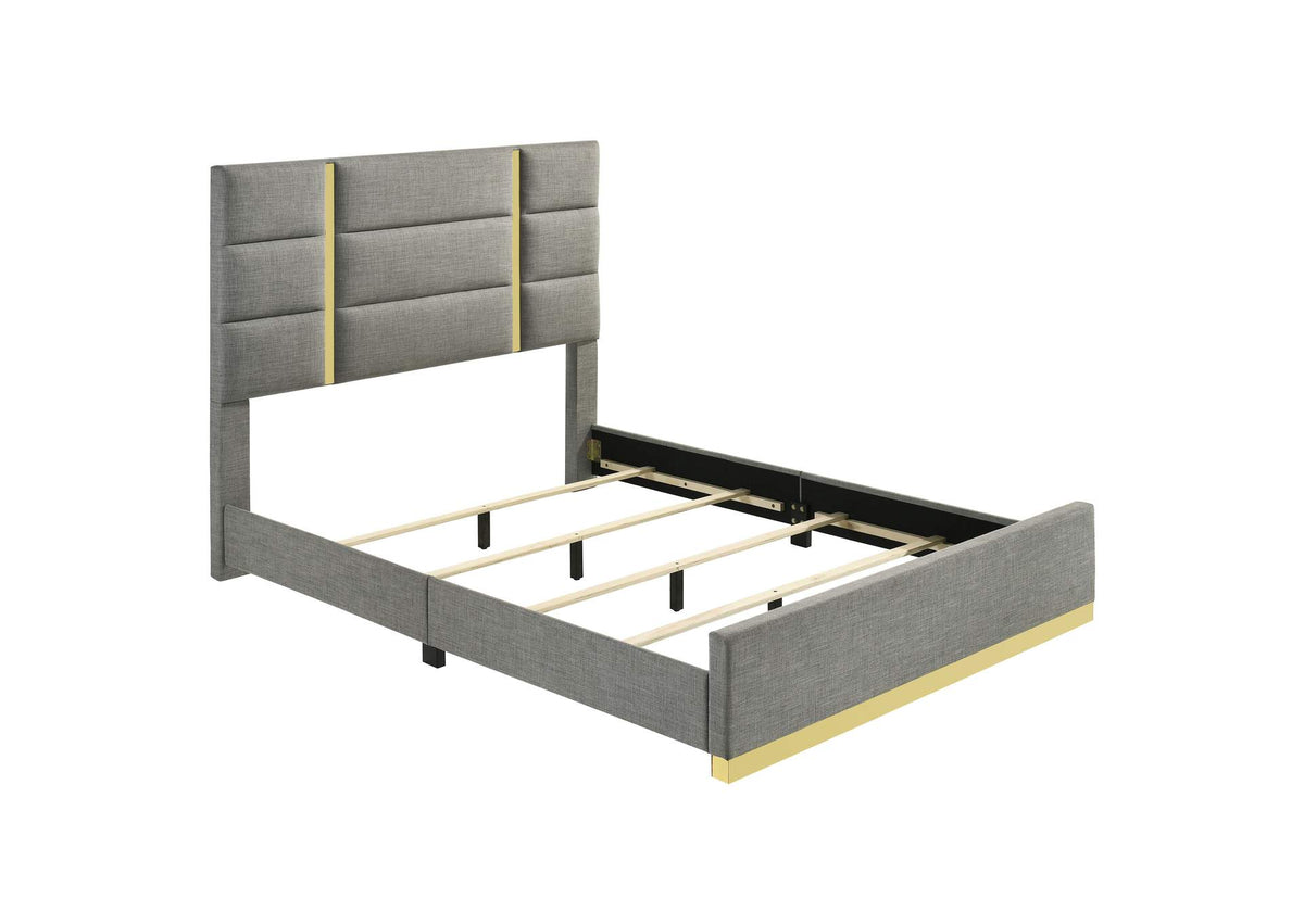 223091GRYQ Ines 56-inch Fabric Upholstered Queen Panel Bed Grey
