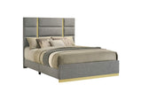 223091GRYQ Ines 56-inch Fabric Upholstered Queen Panel Bed Grey