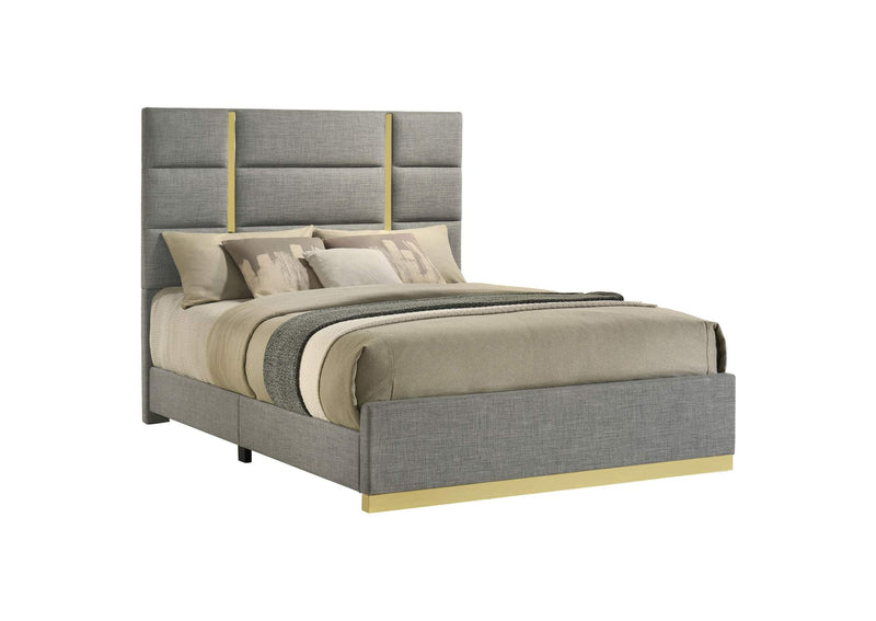 223091GRYQ Ines 56-inch Fabric Upholstered Queen Panel Bed Grey