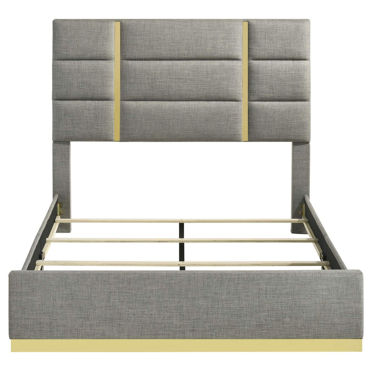 223091GRYQ Ines 56-inch Fabric Upholstered Queen Panel Bed Grey