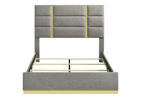 223091GRYQ Ines 56-inch Fabric Upholstered Queen Panel Bed Grey