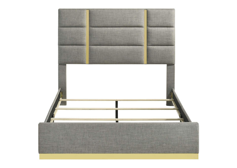 223091GRYQ Ines 56-inch Fabric Upholstered Queen Panel Bed Grey