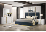 223091NVYKE-S4 Ines 4-piece Eastern King Bedroom Set Navy and White High Gloss