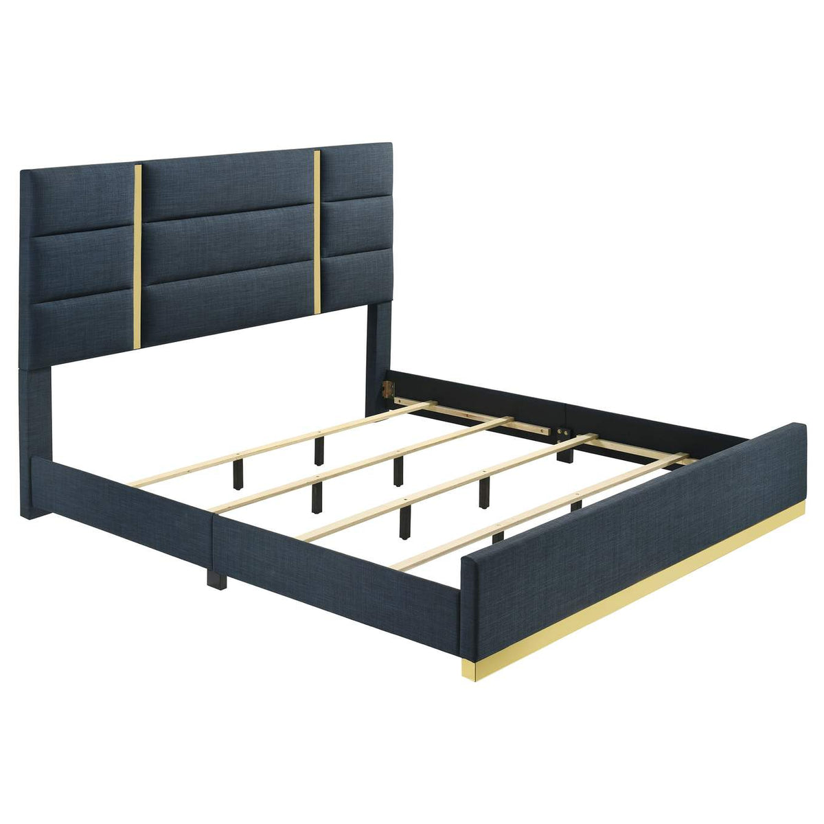223091NVYKE-S4 Ines 4-piece Eastern King Bedroom Set Navy and White High Gloss