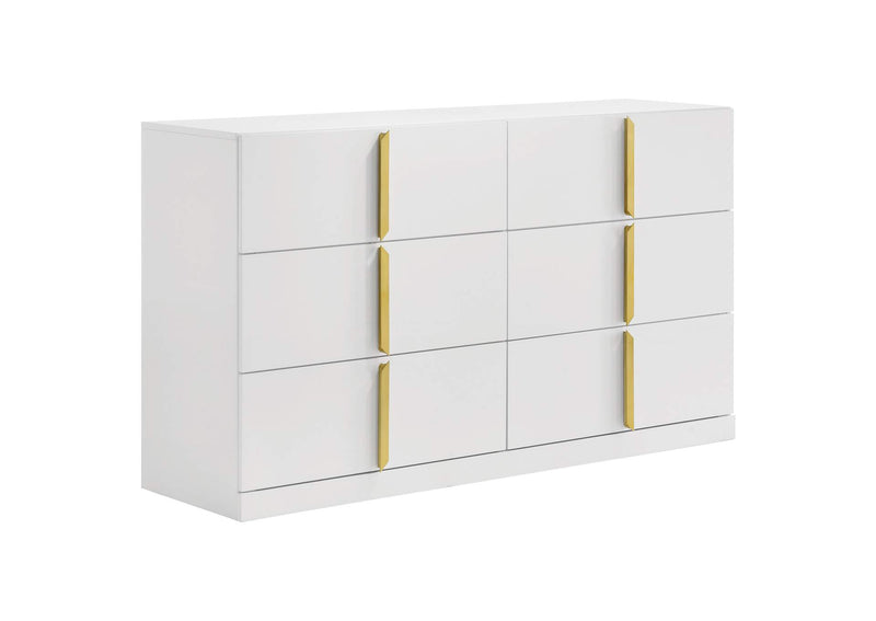 223091NVYKE-S5 Ines 5-piece Eastern King Bedroom Set Navy and White High Gloss