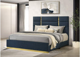223091NVYKE Ines 56-inch Fabric Upholstered Eastern King Panel Bed Navy