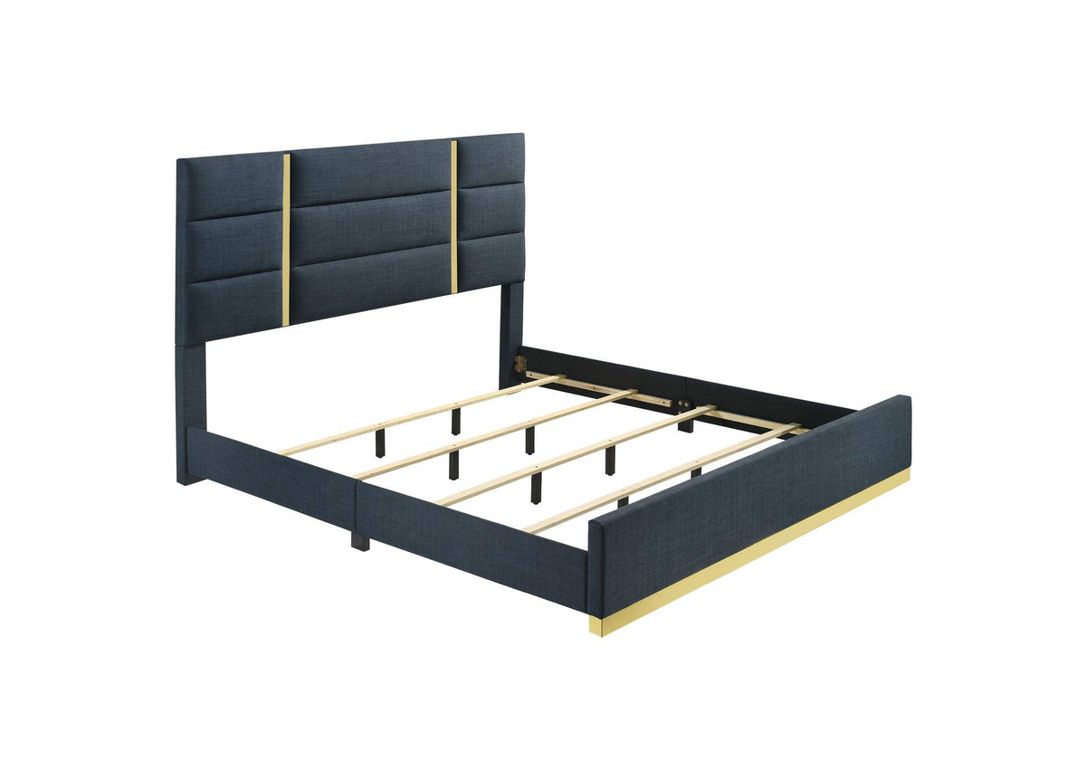 223091NVYKE Ines 56-inch Fabric Upholstered Eastern King Panel Bed Navy