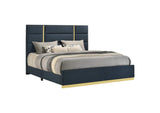 223091NVYKE Ines 56-inch Fabric Upholstered Eastern King Panel Bed Navy