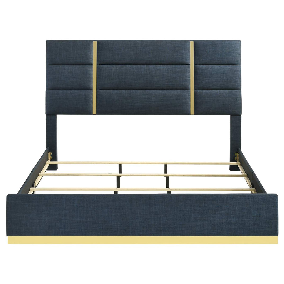 223091NVYKE Ines 56-inch Fabric Upholstered Eastern King Panel Bed Navy