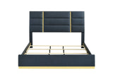 223091NVYKE Ines 56-inch Fabric Upholstered Eastern King Panel Bed Navy