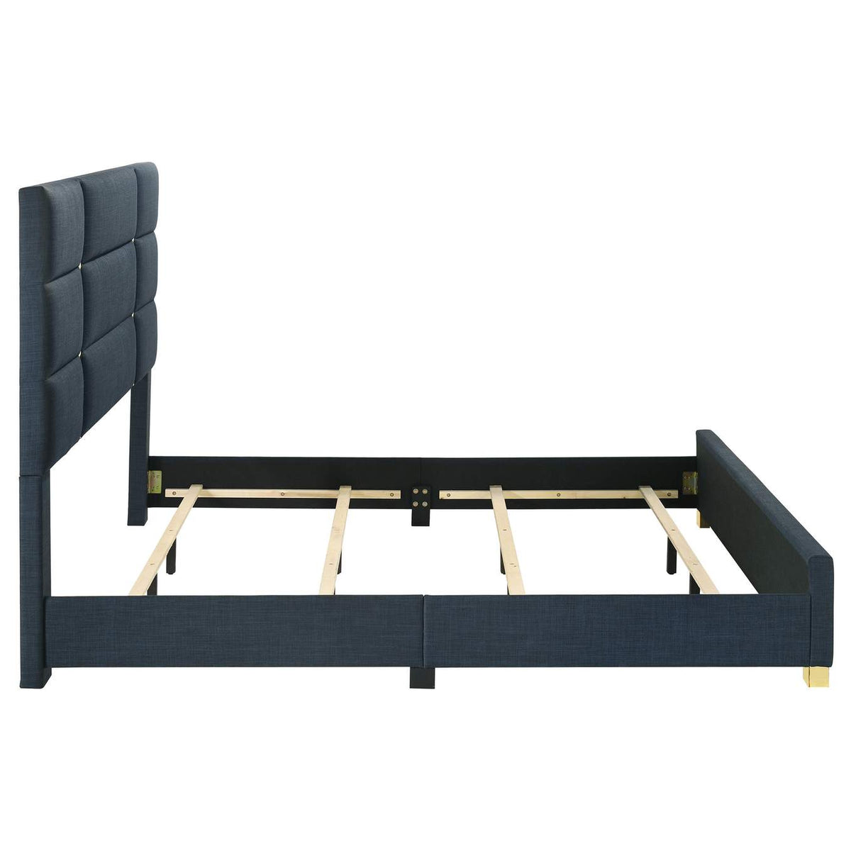 223091NVYKE Ines 56-inch Fabric Upholstered Eastern King Panel Bed Navy