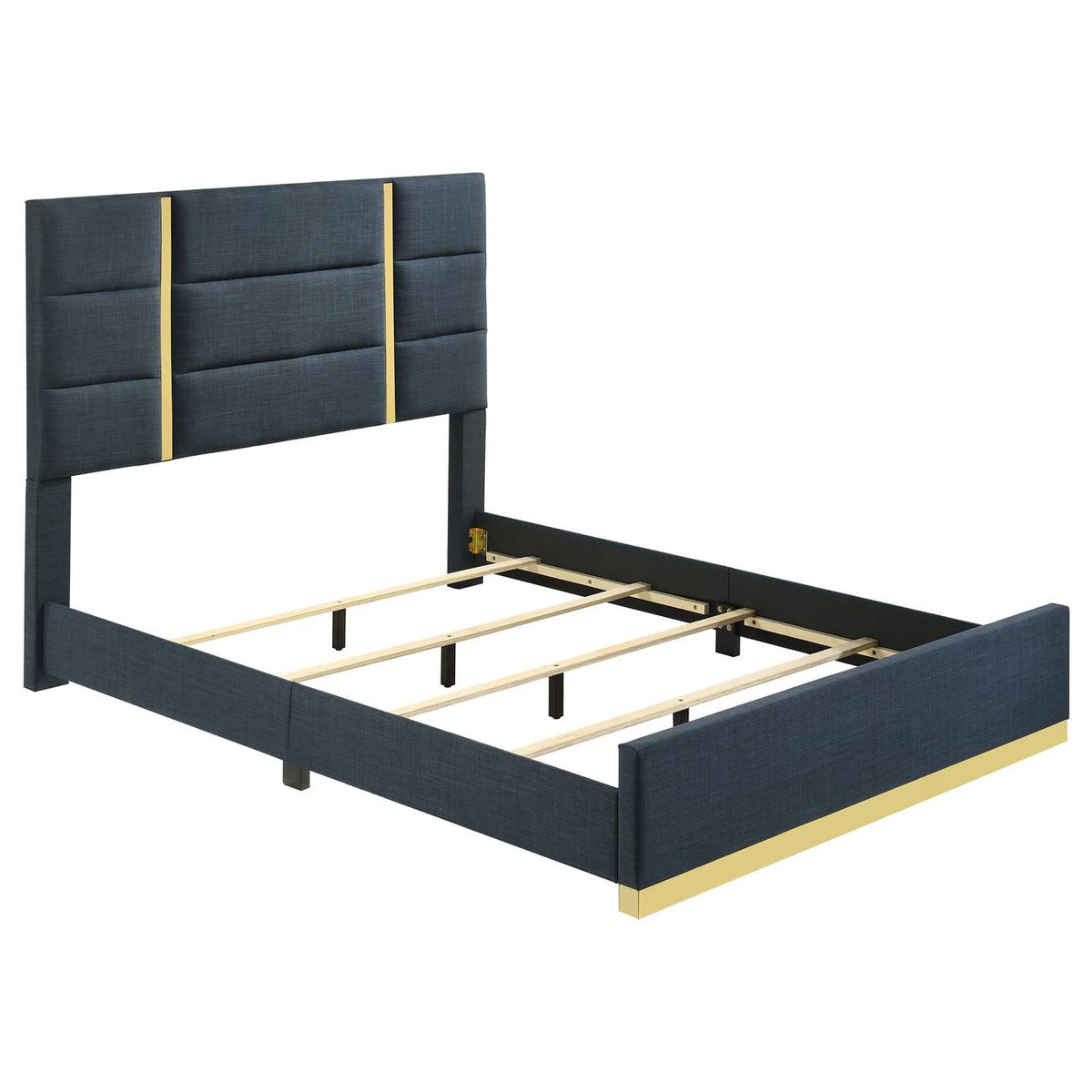 223091NVYQ-S5 Ines 5-piece Queen Bedroom Set Navy and White High Gloss