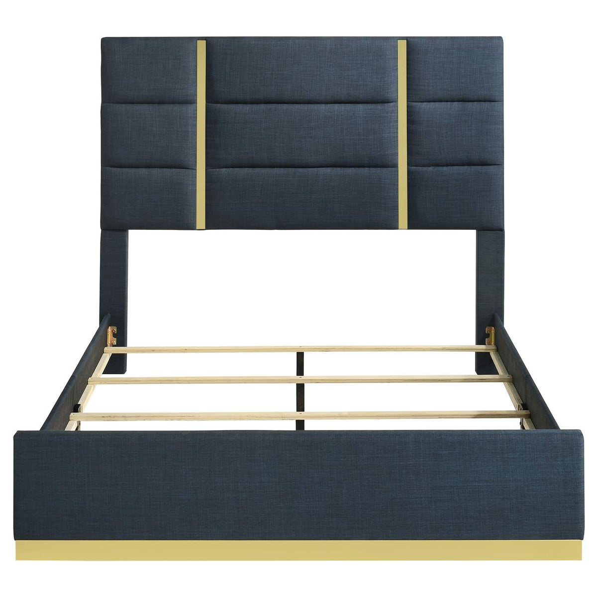 223091NVYQ Ines 56-inch Fabric Upholstered Queen Panel Bed Navy
