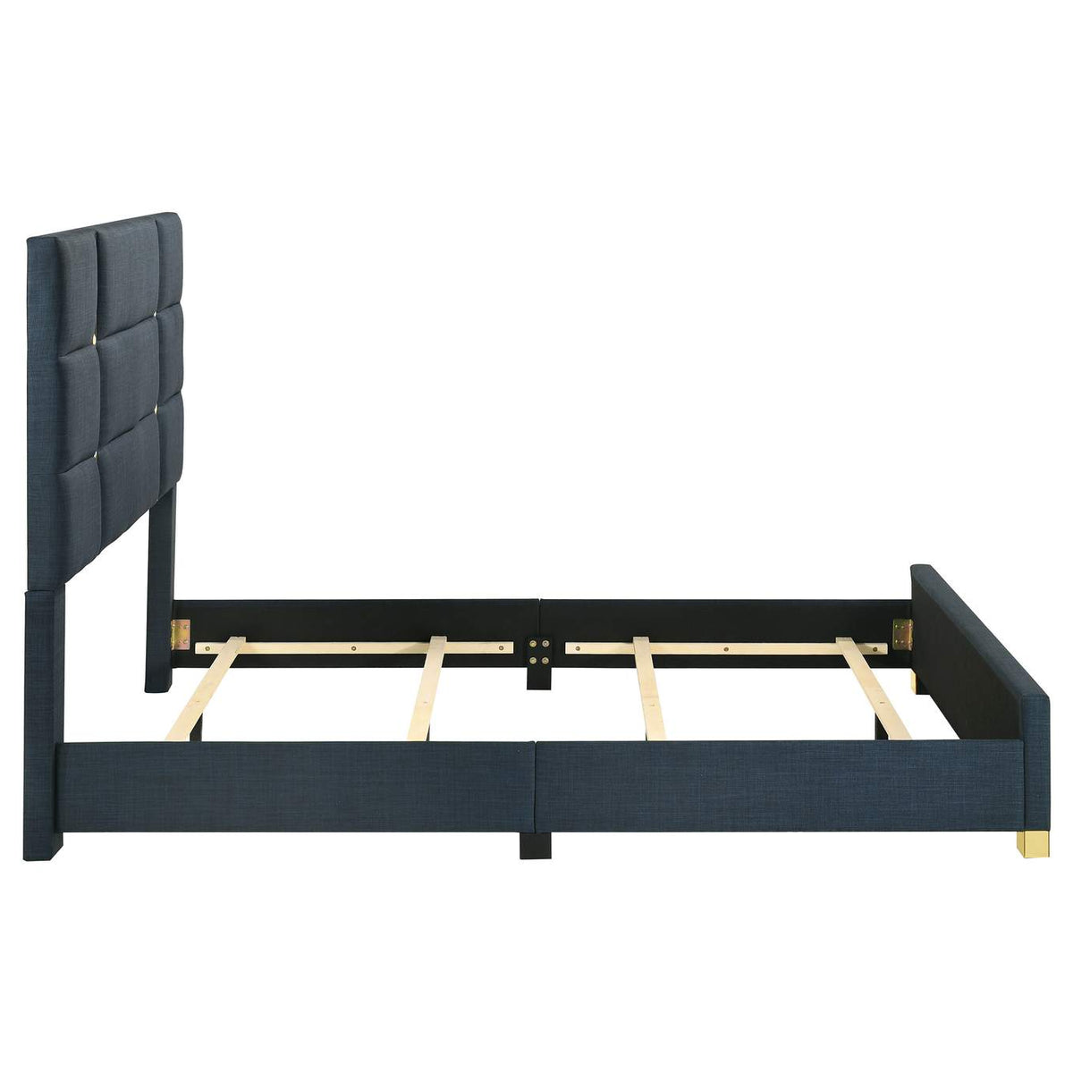 223091NVYQ Ines 56-inch Fabric Upholstered Queen Panel Bed Navy