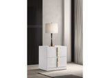 223092 Ines 2-drawer Nightstand Bedside Table White High Gloss