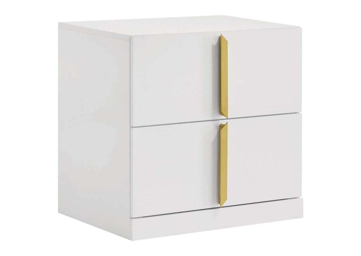 223092 Ines 2-drawer Nightstand Bedside Table White High Gloss