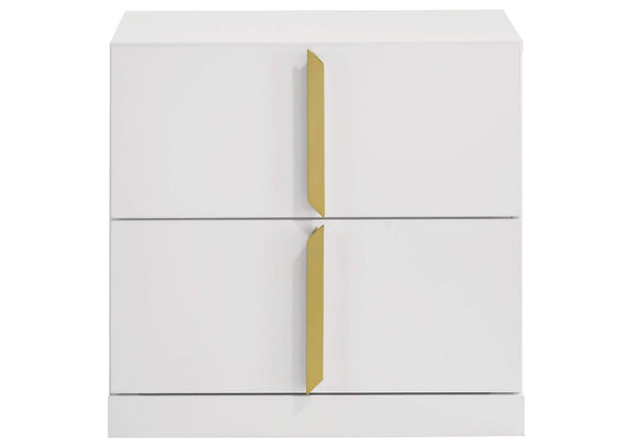 223092 Ines 2-drawer Nightstand Bedside Table White High Gloss