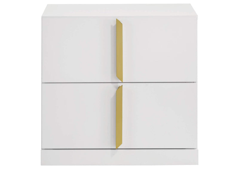 223092 Ines 2-drawer Nightstand Bedside Table White High Gloss
