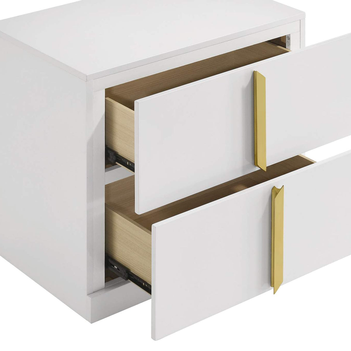 223092 Ines 2-drawer Nightstand Bedside Table White High Gloss