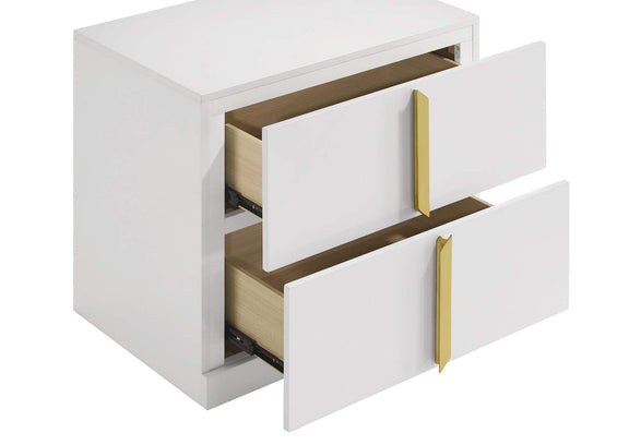 223092 Ines 2-drawer Nightstand Bedside Table White High Gloss