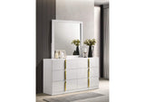 223093M Ines 6-drawer Bedroom Dresser with Mirror White High Gloss