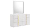 223093M Ines 6-drawer Bedroom Dresser with Mirror White High Gloss