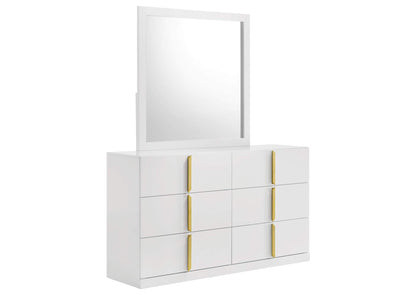 223093M Ines 6-drawer Bedroom Dresser with Mirror White High Gloss
