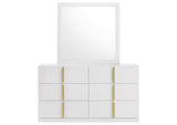 223093M Ines 6-drawer Bedroom Dresser with Mirror White High Gloss