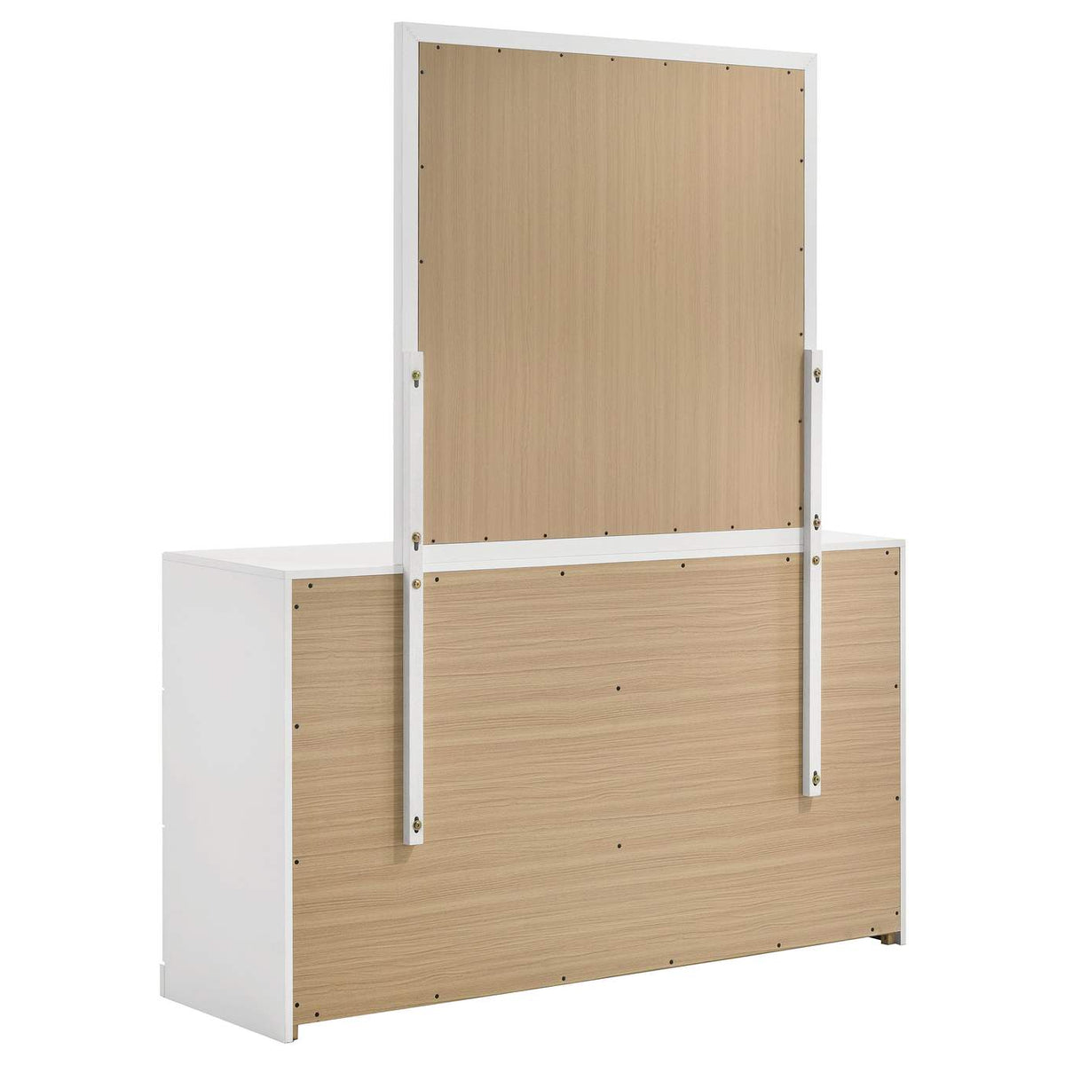 223093M Ines 6-drawer Bedroom Dresser with Mirror White High Gloss